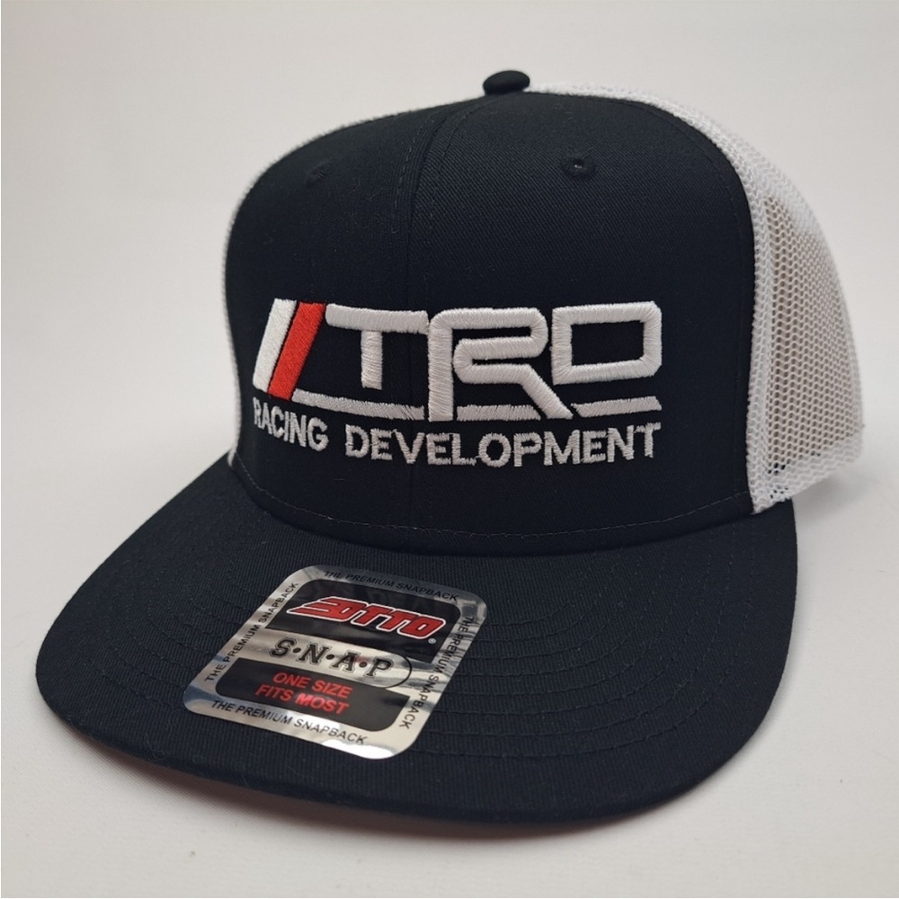 TRD Richardson 112 Trucker Mesh Snapback Cap Hat Black White